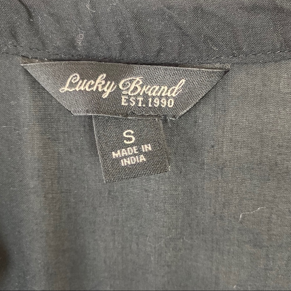 Lucky Brand Semi Sheer Top Black Embroidery S - Picture 7 of 8